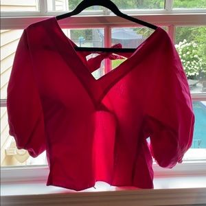 Fuscia blouse with tie back
